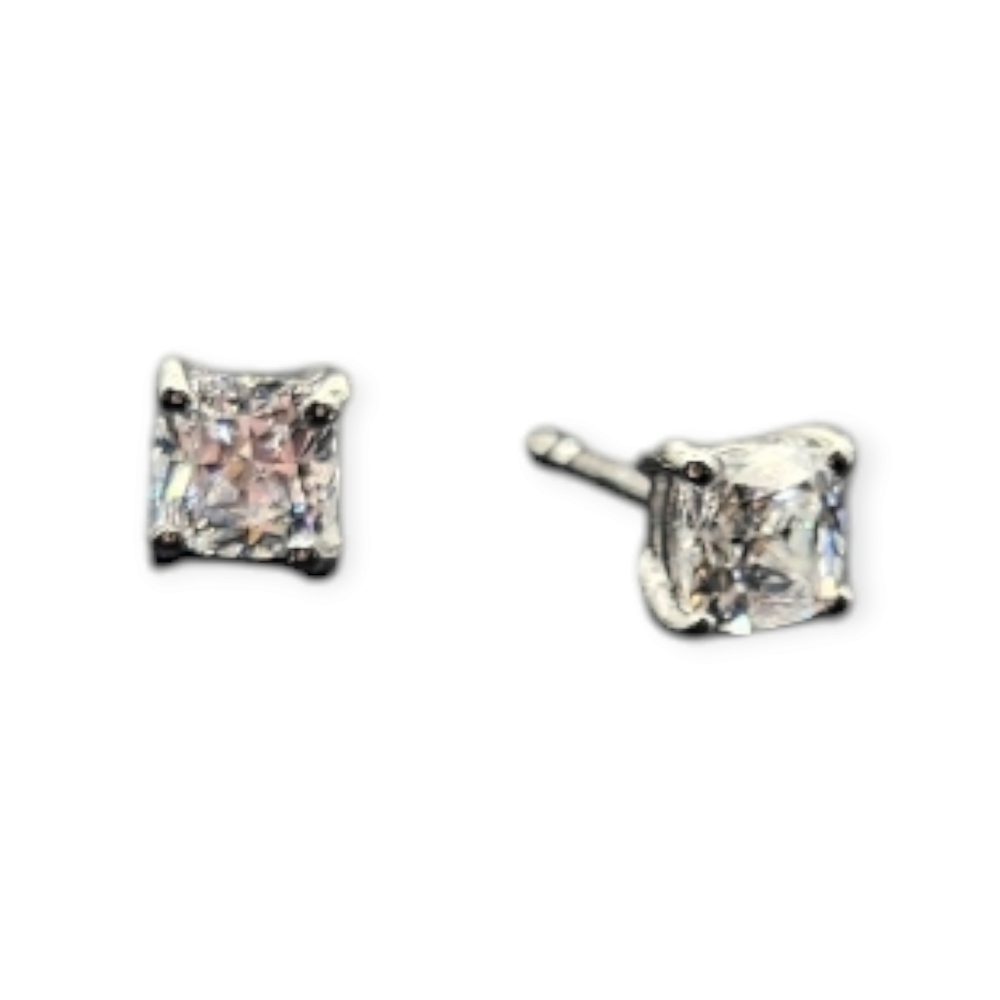 CZ Diamond Solitaire Stud Earrings